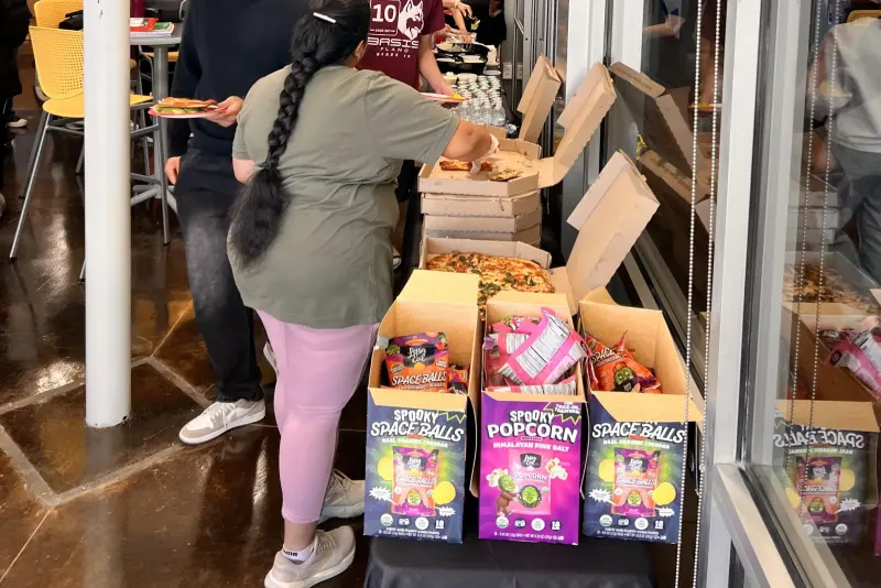 Pizza and snacks for the students