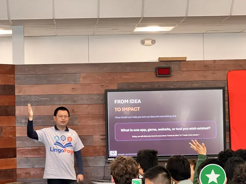 A guest speaker asking students a question